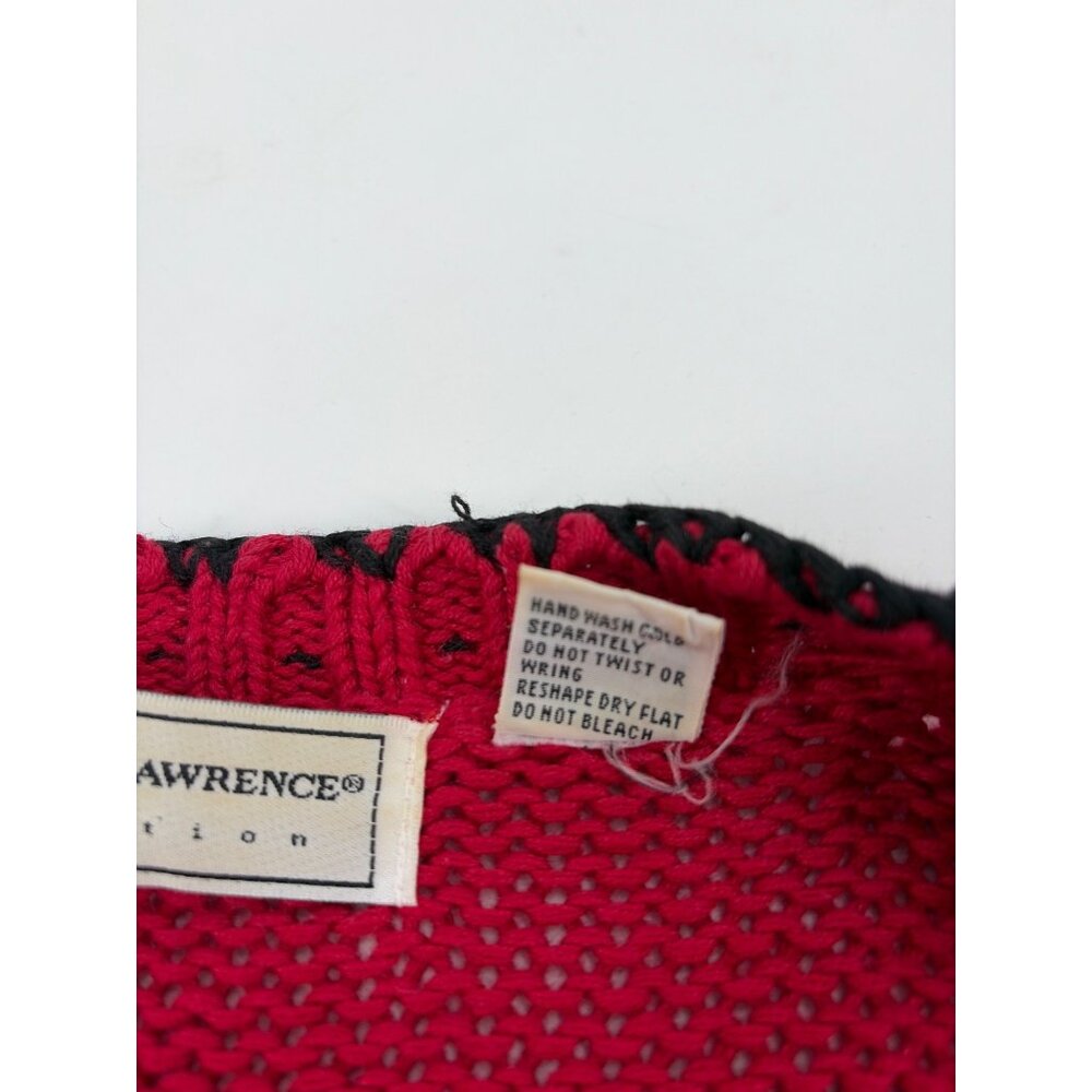 Vintage 1980s Maggie Lawrence Womens 18/20 Floral Knit Cardigan Sweater Red Boho - Picture 4 of 8